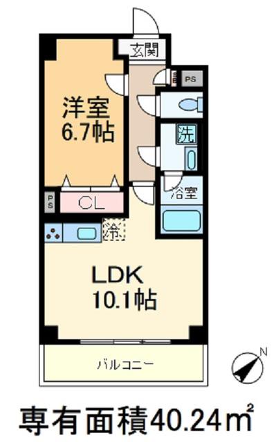 ホワイル椿(1LDK/5階)の間取り写真