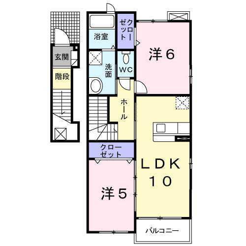 ベルブラウニー(2LDK/2階)の間取り写真