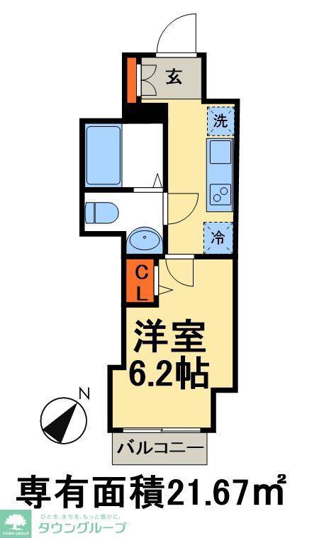 GENOVIA 西千葉(1K/6階)の間取り写真