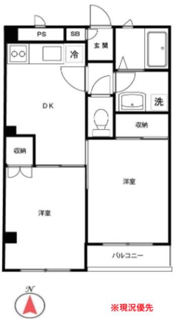 モンシャト高円寺(2DK/1階)の間取り写真