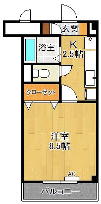 ツインステージ南花屋敷(1K/1階)の間取り写真