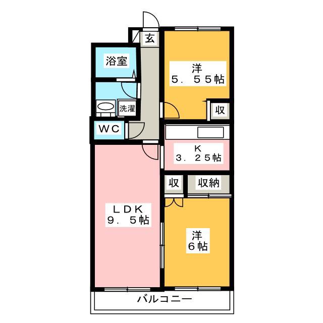 エスパースアンティーム(2LDK/2階)の間取り写真