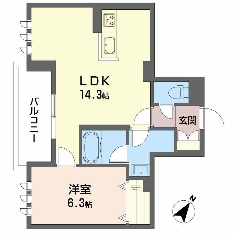 シャーメゾン寺家駅前(1LDK/3階)の間取り写真