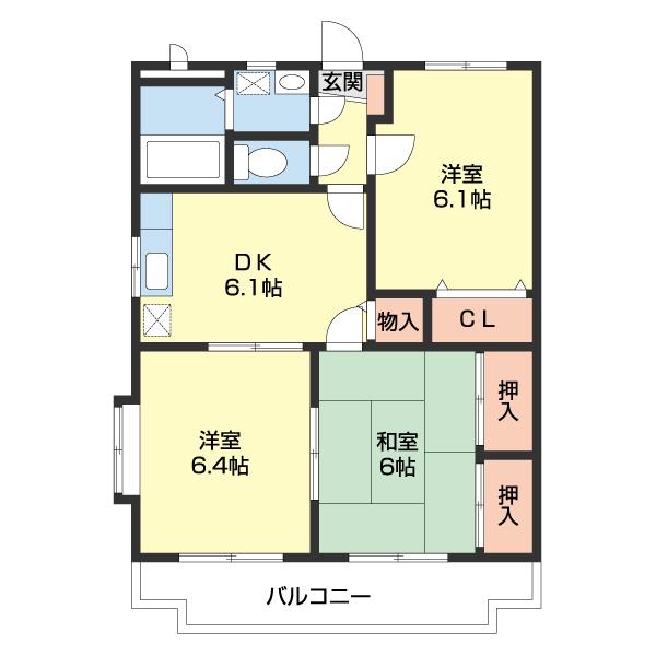 KOINOMOTOマンション(3DK/3階)の間取り写真