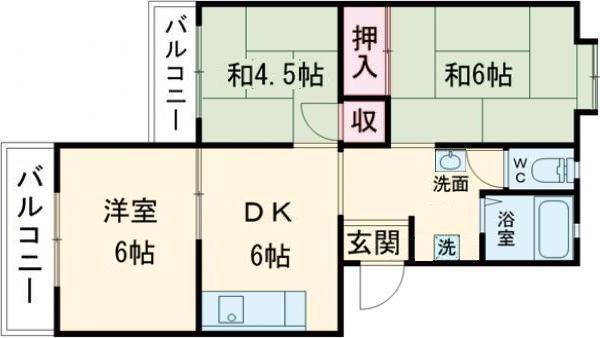 クボタハイツ(3DK/3階)の間取り写真