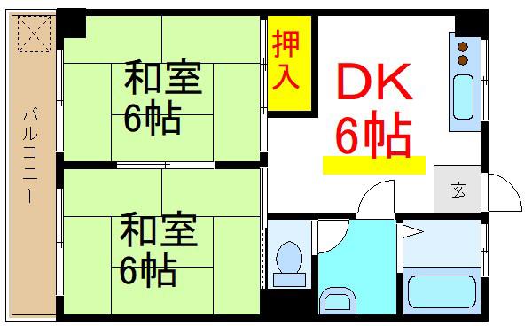 大沢ビル(2DK/4階)の間取り写真