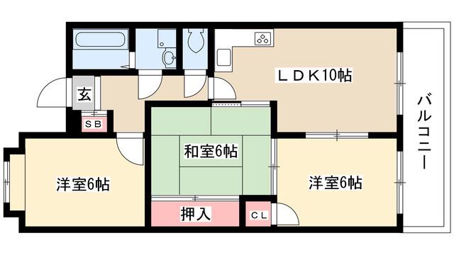 ブルッシュフィールドII(3LDK/2階)の間取り写真