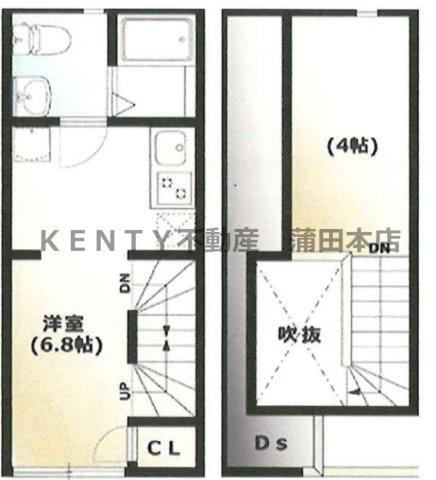 コーラル池上(1DK/2階)の間取り写真