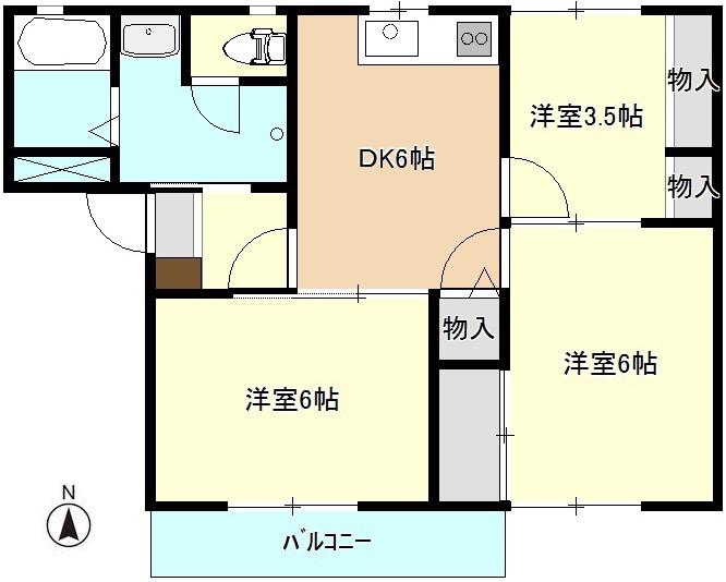 アベニール77(3DK/1階)の間取り写真