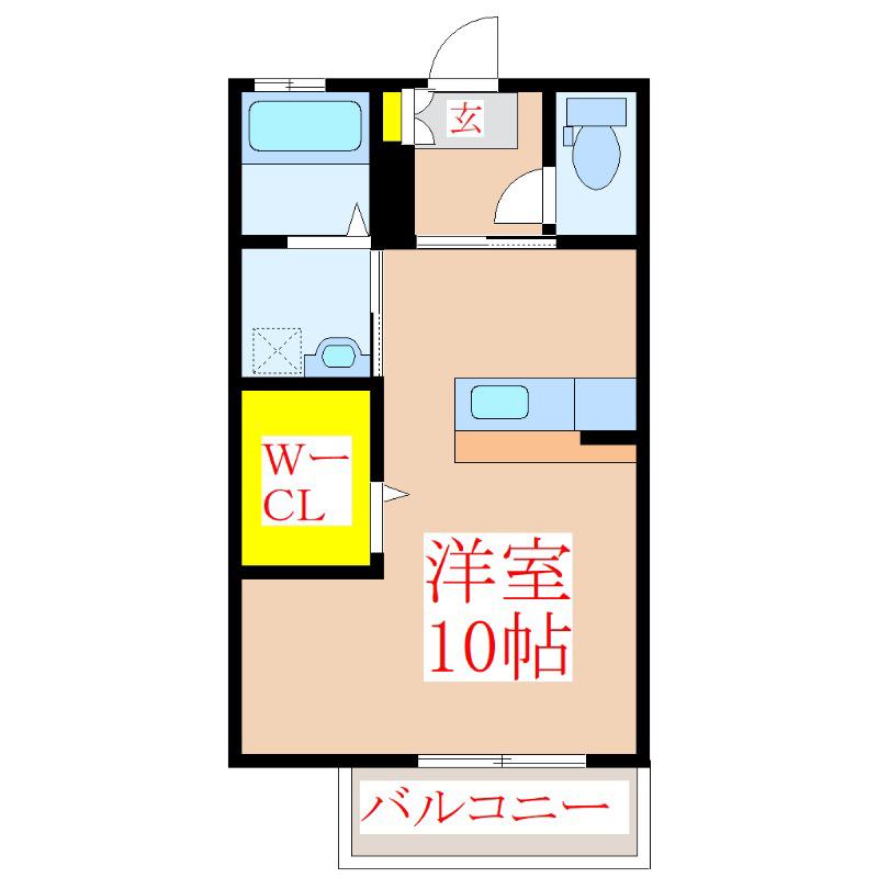 ガーデンプレイス向花F(ワンルーム/1階)の間取り写真
