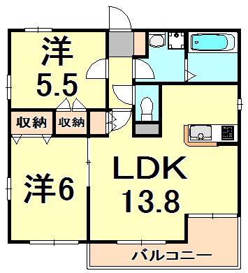 クレールメゾン(2LDK/2階)の間取り写真