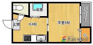 コーポ須玖(1DK/1階)の間取り写真