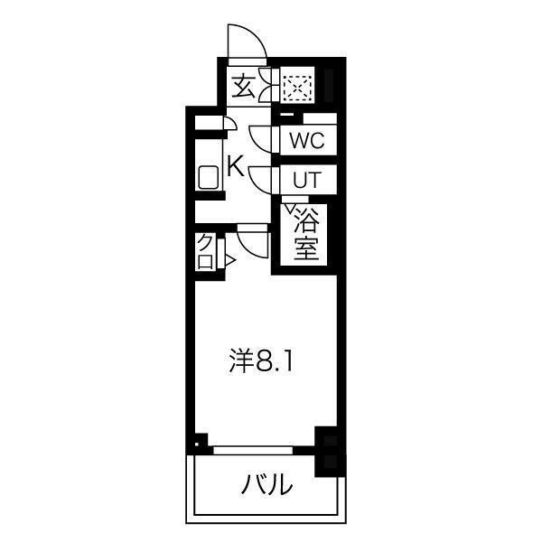 クレスト新栄(1K/13階)の間取り写真