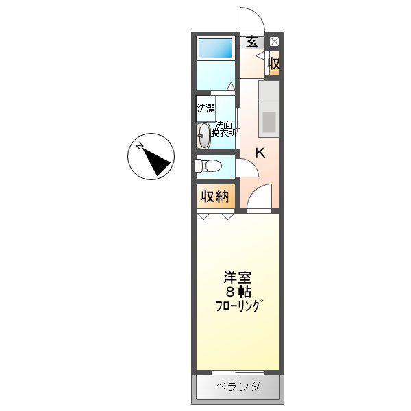 サンタムール(1K/1階)の間取り写真