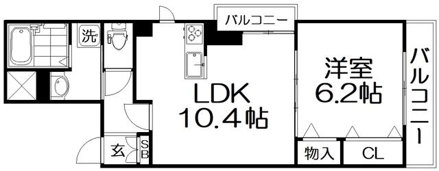フィオーレカーサ(1LDK/3階)の間取り写真