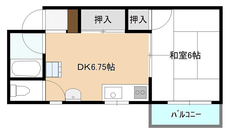 半原ビル(1DK/3階)の間取り写真