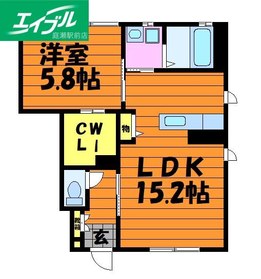 ランドマーク元町 B(1LDK/1階)の間取り写真