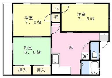 弐番館青木(3DK/2階)の間取り写真