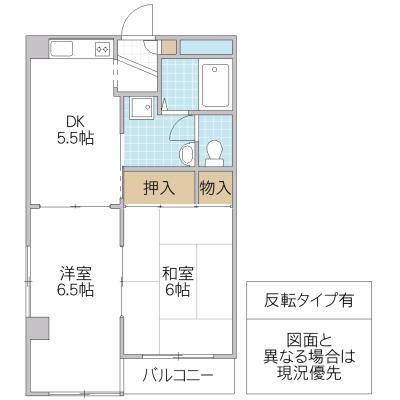 ミキはうす(2DK/2階)の間取り写真
