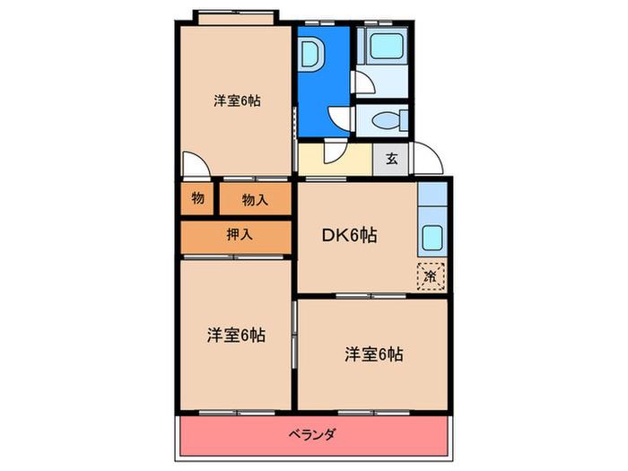マル萬ビル(3DK/4階)の間取り写真
