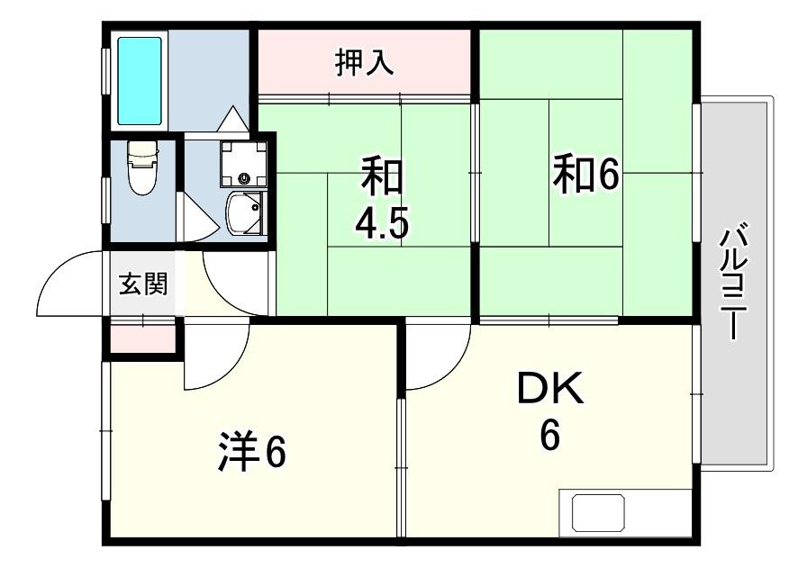 ハイツタケナカB棟(3DK/2階)の間取り写真