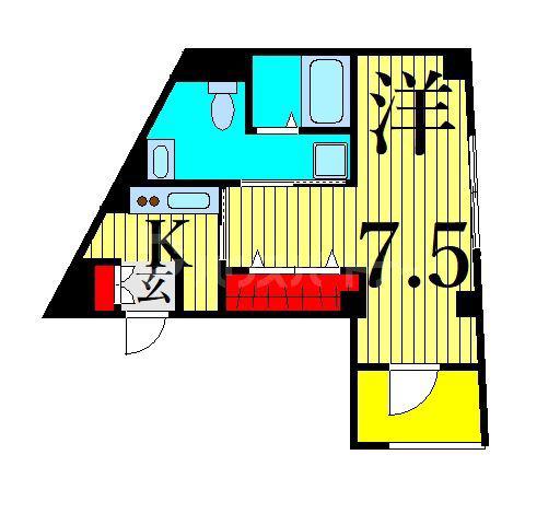 B`CASA OTAKEBASHI AVE(1K/1階)の間取り写真