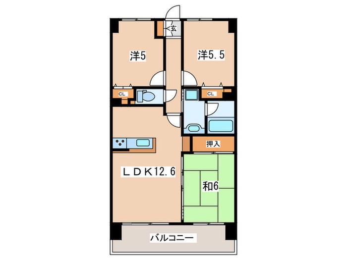レクセルプラザ本厚木(3LDK/10階)の間取り写真