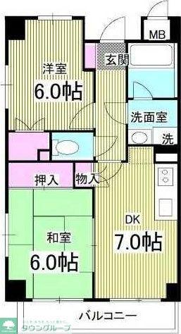 メゾンドアイ弐番館(2DK/5階)の間取り写真