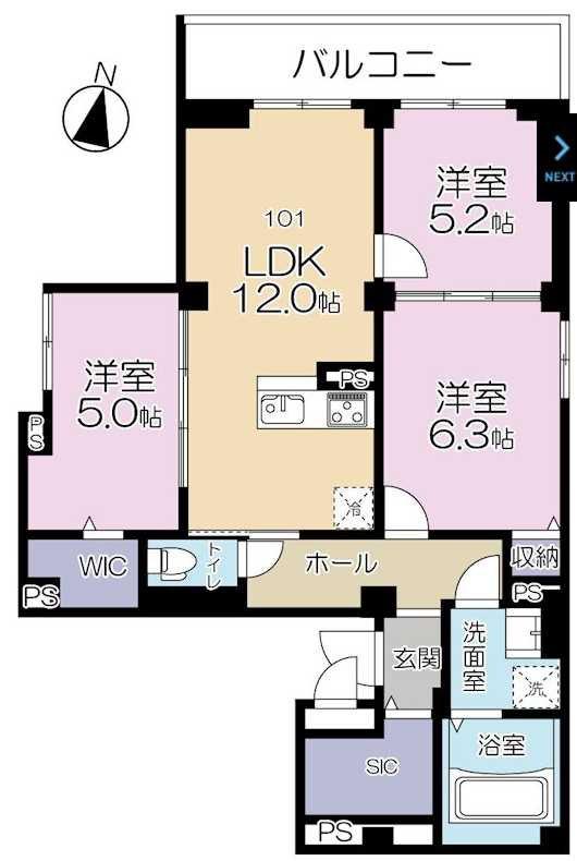 メゾンふたば(3LDK/1階)の間取り写真