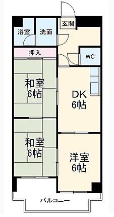 鹿乗グリーンハイツ(3DK/3階)の間取り写真
