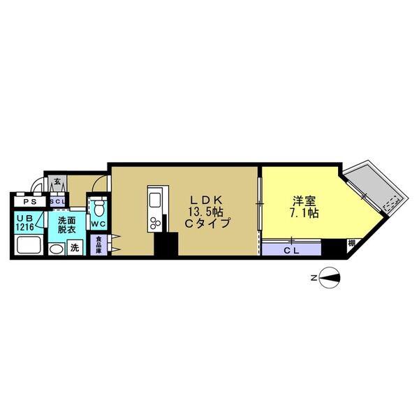 AXIA MEIEKI(1LDK/7階)の間取り写真