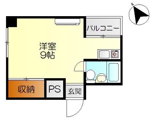 ビューハイツ清風台(ワンルーム/3階)の間取り写真