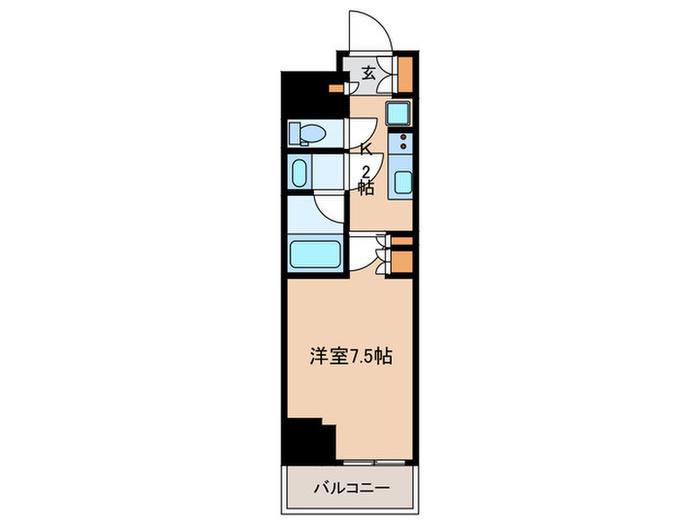 クレストコート新宿山吹(1K/2階)の間取り写真