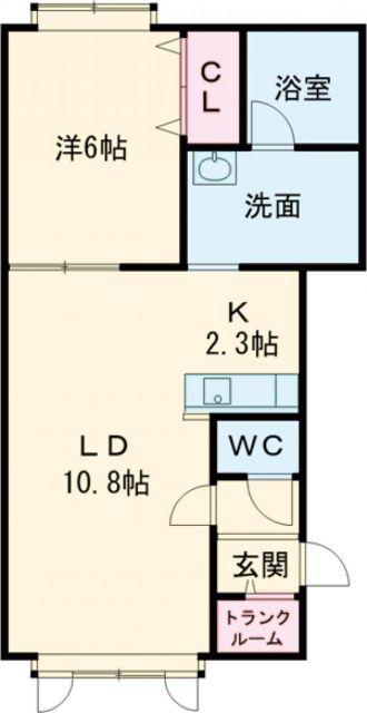ニューエスパニア5 B(1LDK/1階)の間取り写真
