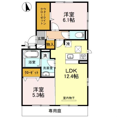 GRAND ILE(2LDK/2階)の間取り写真