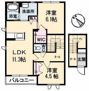 セントアイランド A棟(2LDK/2階)の間取り写真