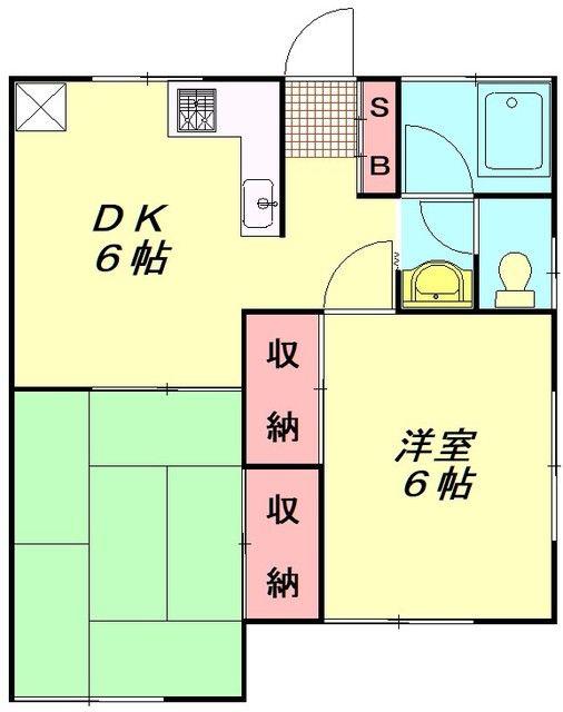 北原コーポ(2DK/1階)の間取り写真