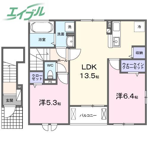 テラス623(2LDK/2階)の間取り写真