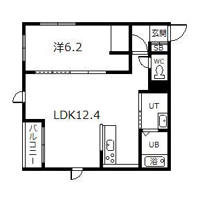  ブルーヒルト(1LDK/1階)の間取り写真