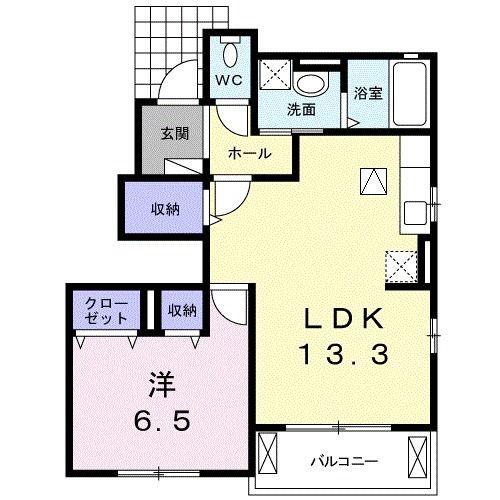 セレーノ湘南(1LDK/1階)の間取り写真