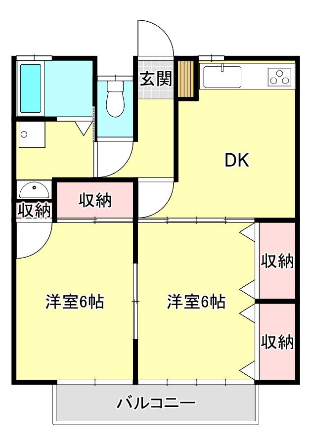 長井ハイツ(2DK/2階)の間取り写真