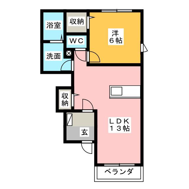 フュテル ヴァンクールA(1LDK/1階)の間取り写真