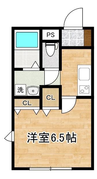 ビギニングプレイス(1K/1階)の間取り写真