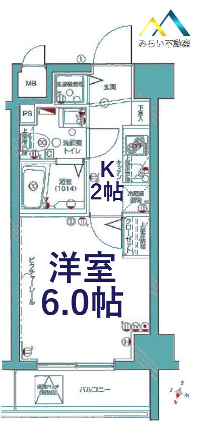 LEA横濱吉野町駅前(1K/2階)の間取り写真