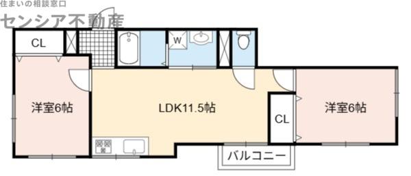 エムハイツ(2LDK/2階)の間取り写真