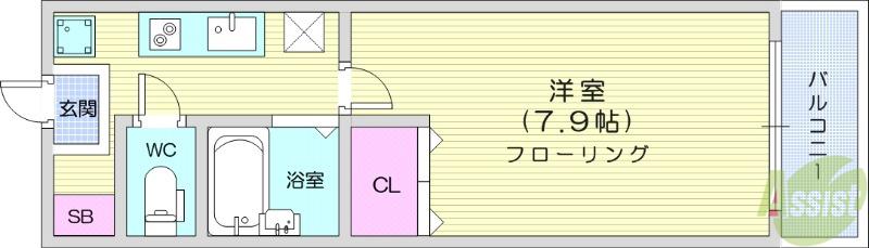 サンヴァーリオ小松島(1K/3階)の間取り写真