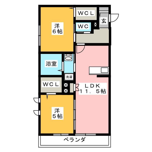コートグランデI(2LDK/3階)の間取り写真