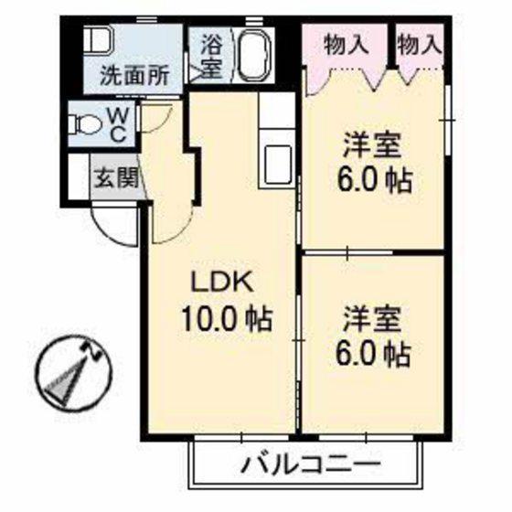 フレベールメゾン A棟(2LDK/1階)の間取り写真