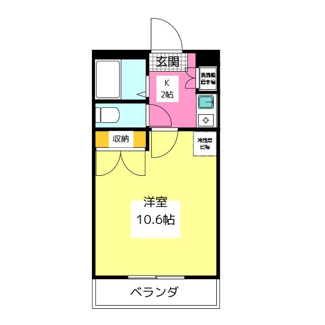 NEST糸島 A(1K/2階)の間取り写真