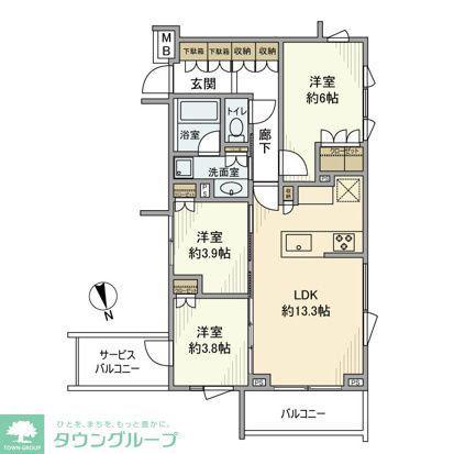 サンウッド西荻窪(3LDK/3階)の間取り写真